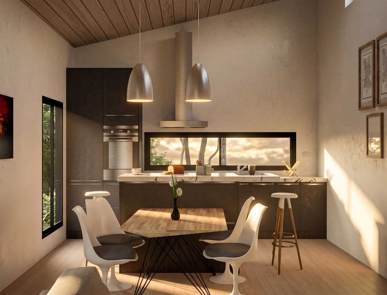 Vivienda de líneas modernas entre árboles